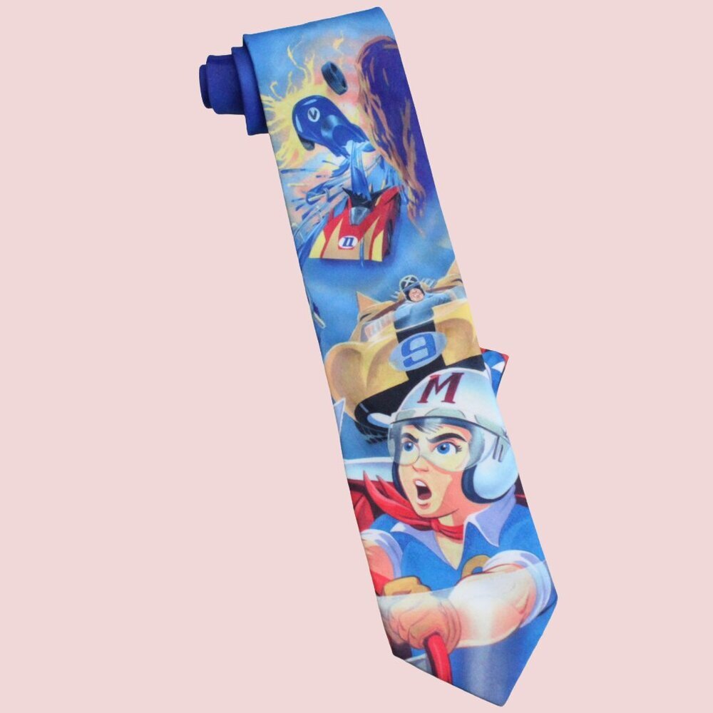 Ralph Marlin x Speed Racer VTG 94 Speed in the Lead Ties Men's Blue Neckties